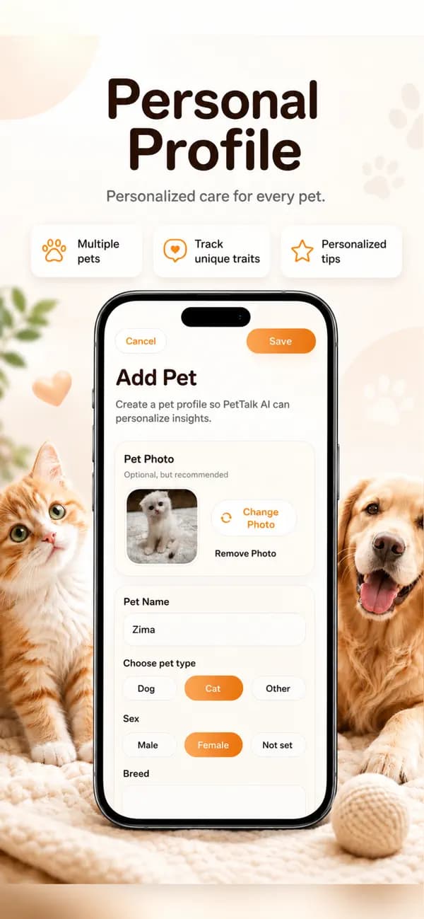 PetTalk AI — Personal pet profiles